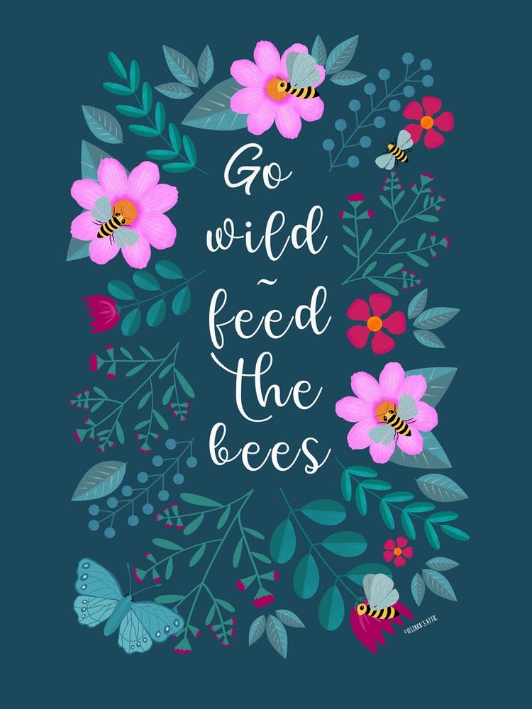Feed The Bees Eco Quote With Flowers