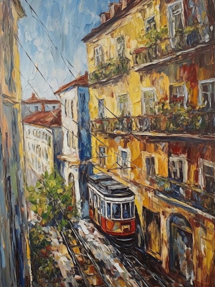 Window View Of Lisbon Portugal Impressionism Style 3