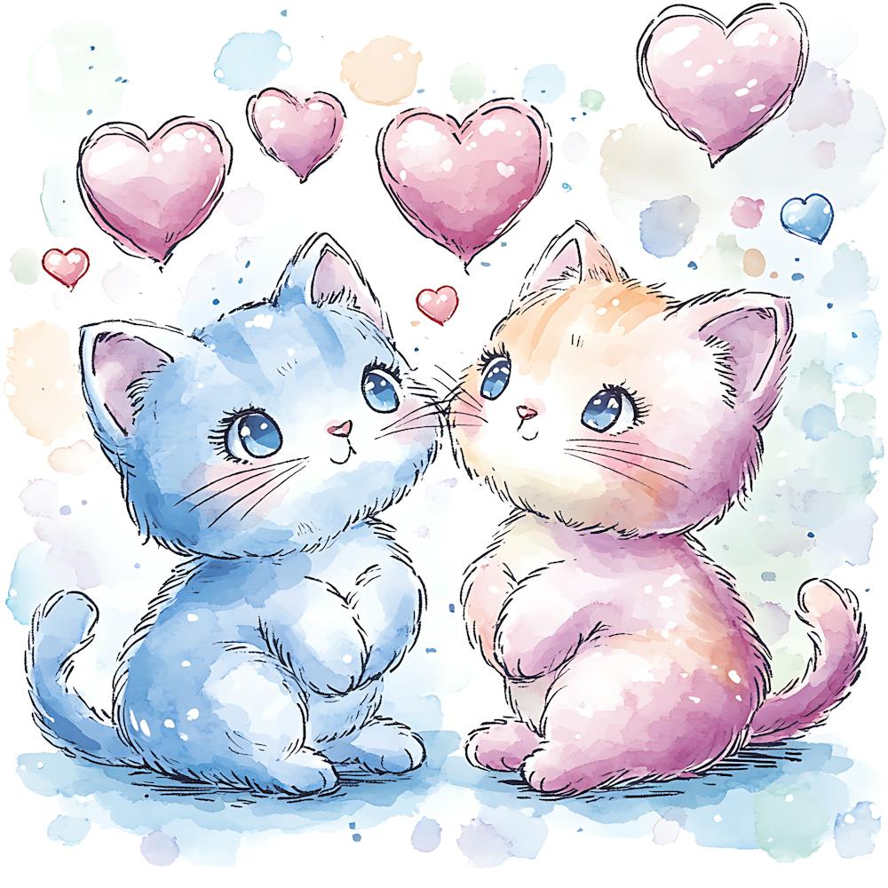 Cute Kittens Pastel Candy Hearts