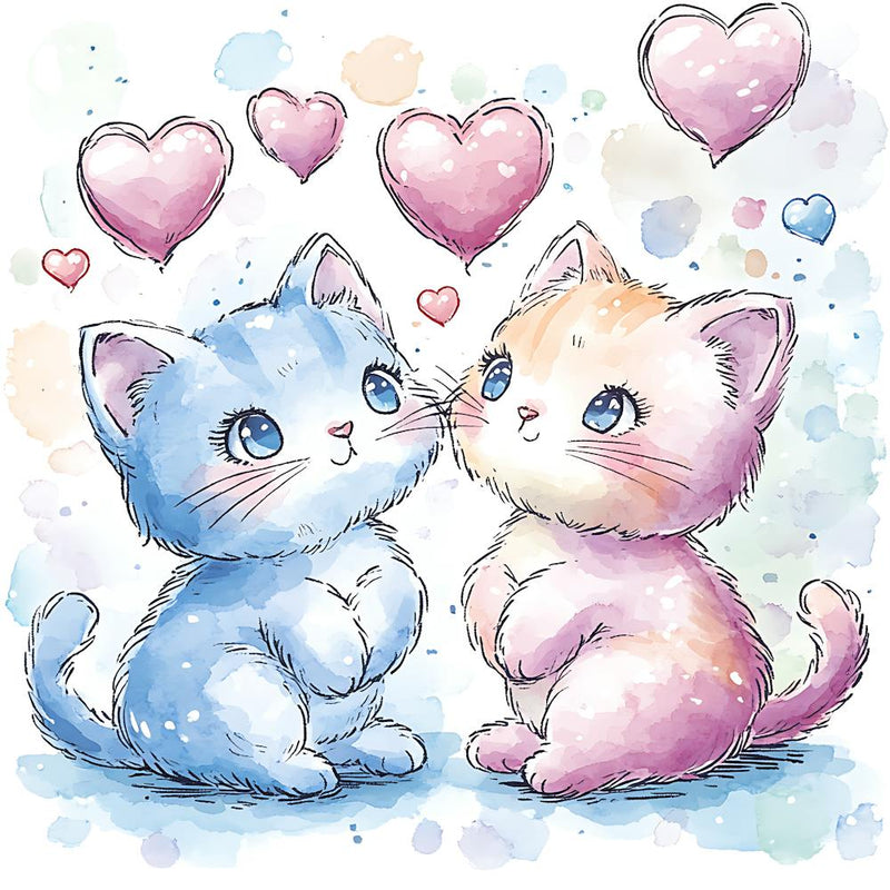 Cute Kittens Pastel Candy Hearts