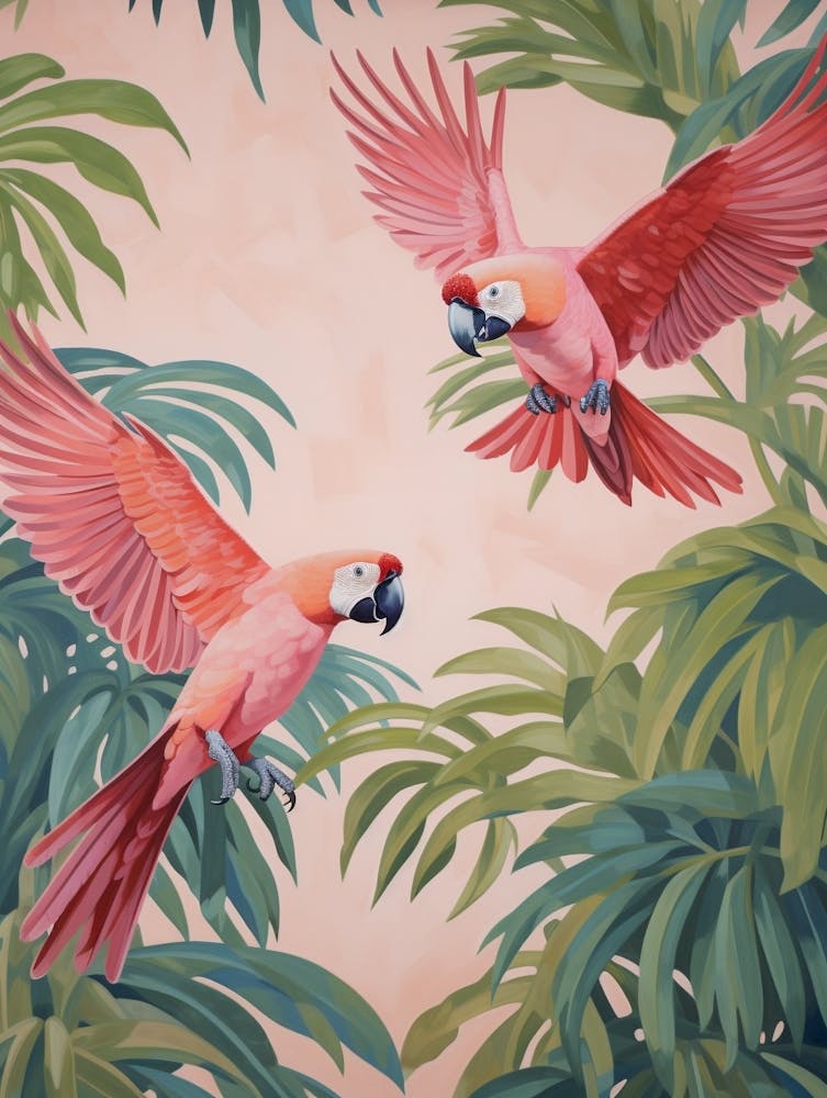 Vintage Japanese Inspired Bird Print Macaw 2