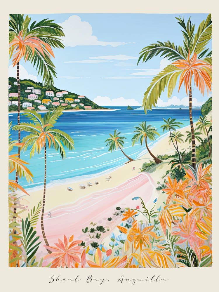 Poster Of Shoal Bay, Anguilla, Matisse And Rousseau Style 1