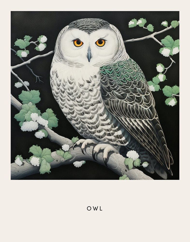 Ohara Koson Inspired Bird Painting Owl 4 Poster