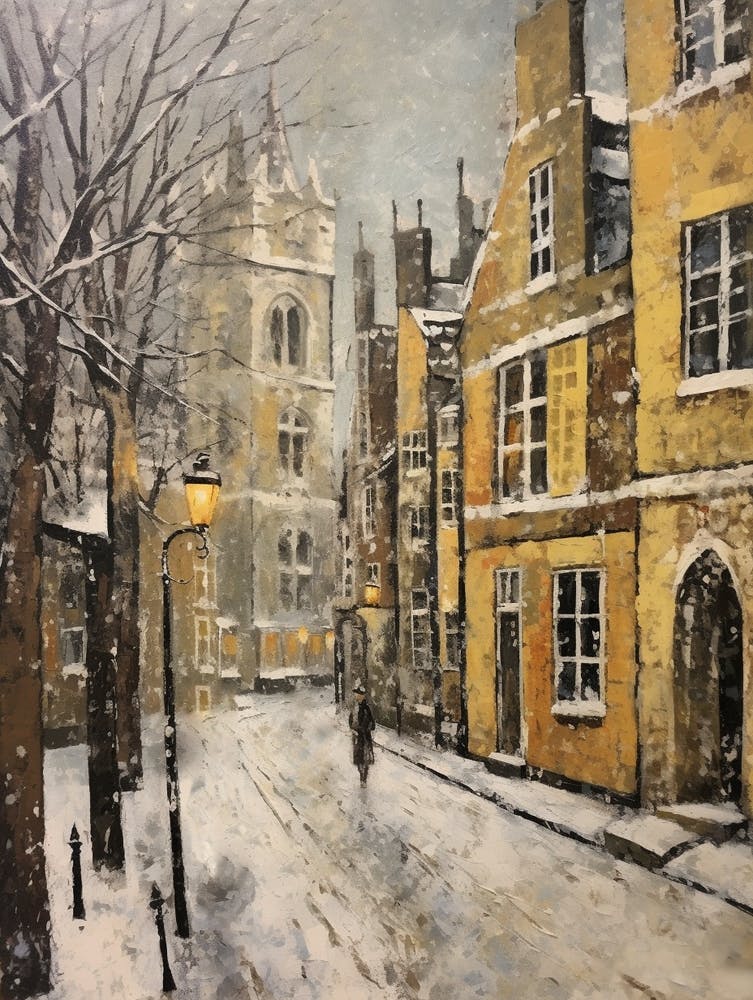 Vintage Winter Painting Cambridge United Kingdom 2