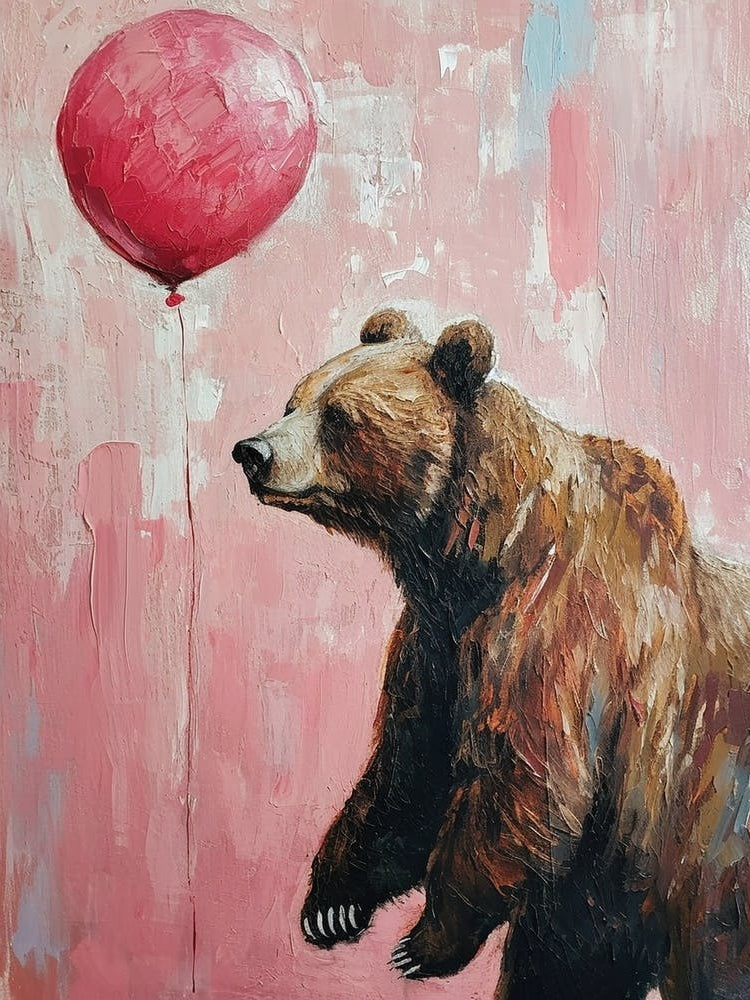 Cute Grizzly Bear 1 With Balloon