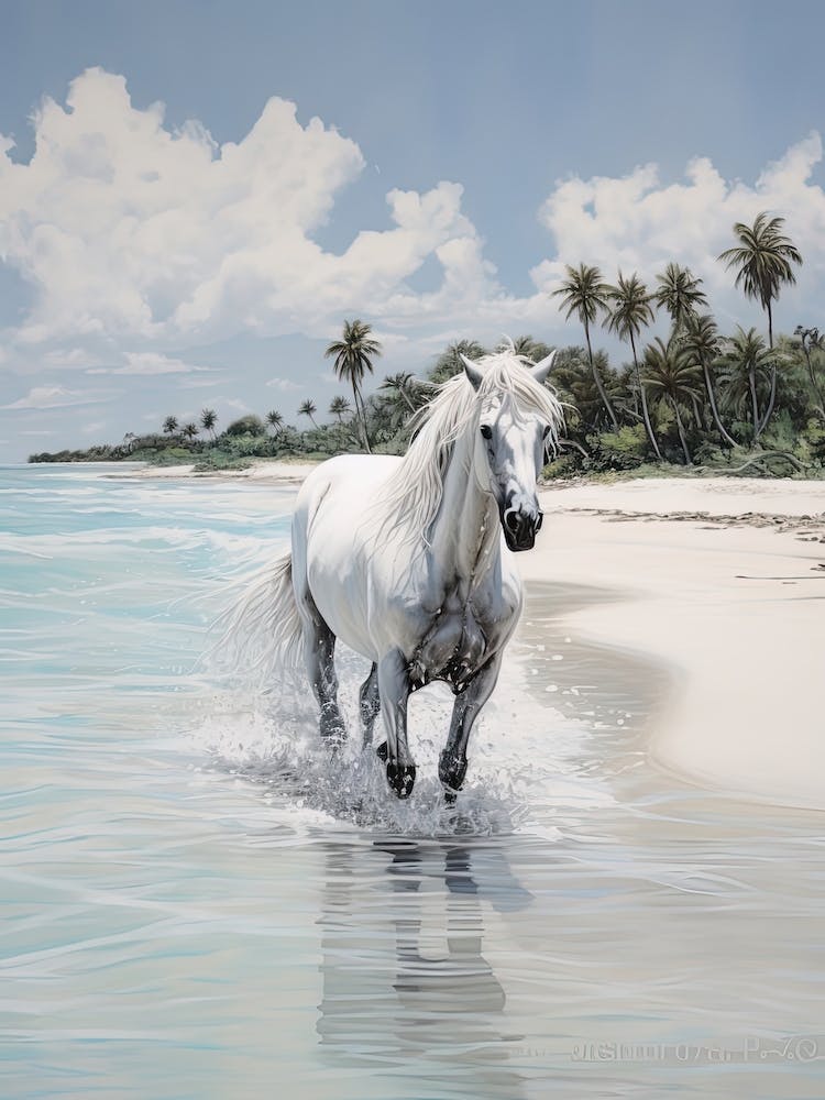 A Horse Oil Painting In Seven Mile Beach, Grand Cayman, Portrait 4