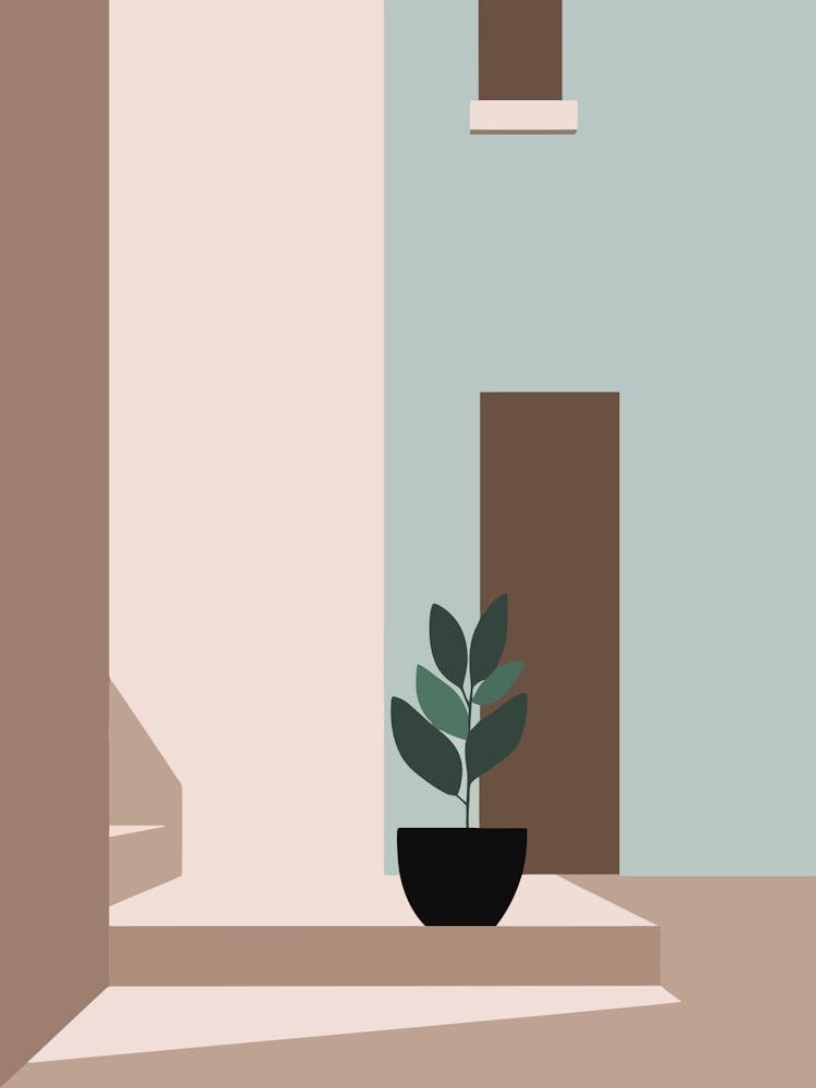 House With A Potted Plant