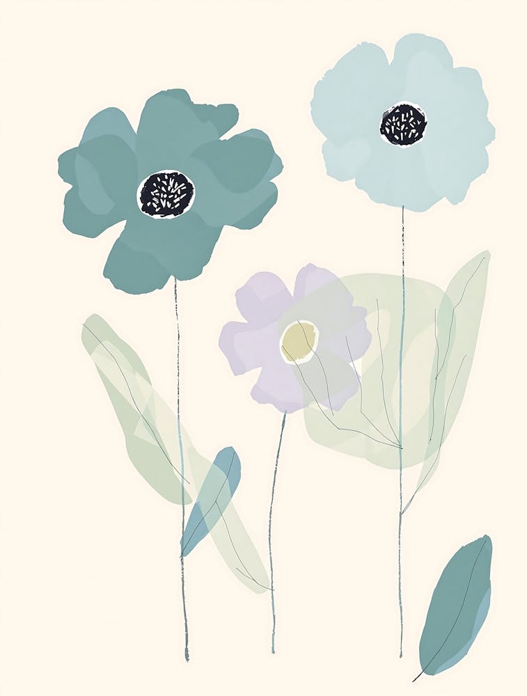 Whimsical Blooming Flowers in Muted Tones