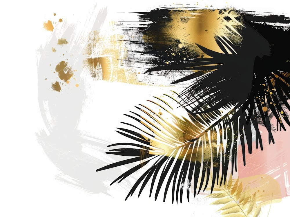 Gold And Black Palm Leaves 5