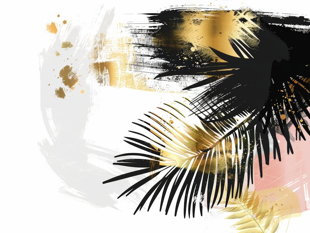 Gold And Black Palm Leaves 5