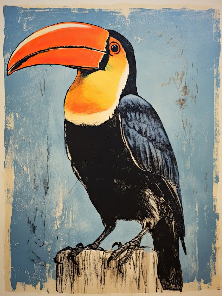 Toucan, Woodblock Animal Drawing 3