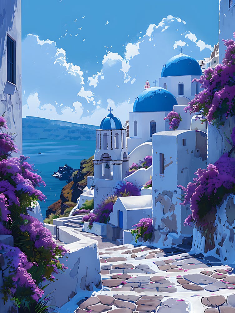 Beautiful Santorini Greece Wall Art