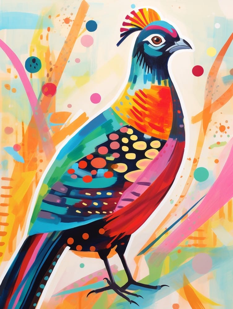 Vogelgemälde Collage Fasan 6