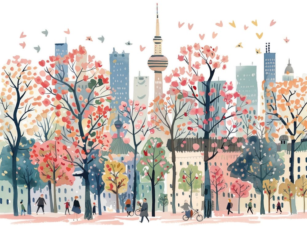 Tokyo Landmarks Landscape Watercolour