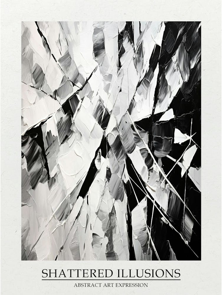 Shattered Illusions Abstract Black And White 5 Poster