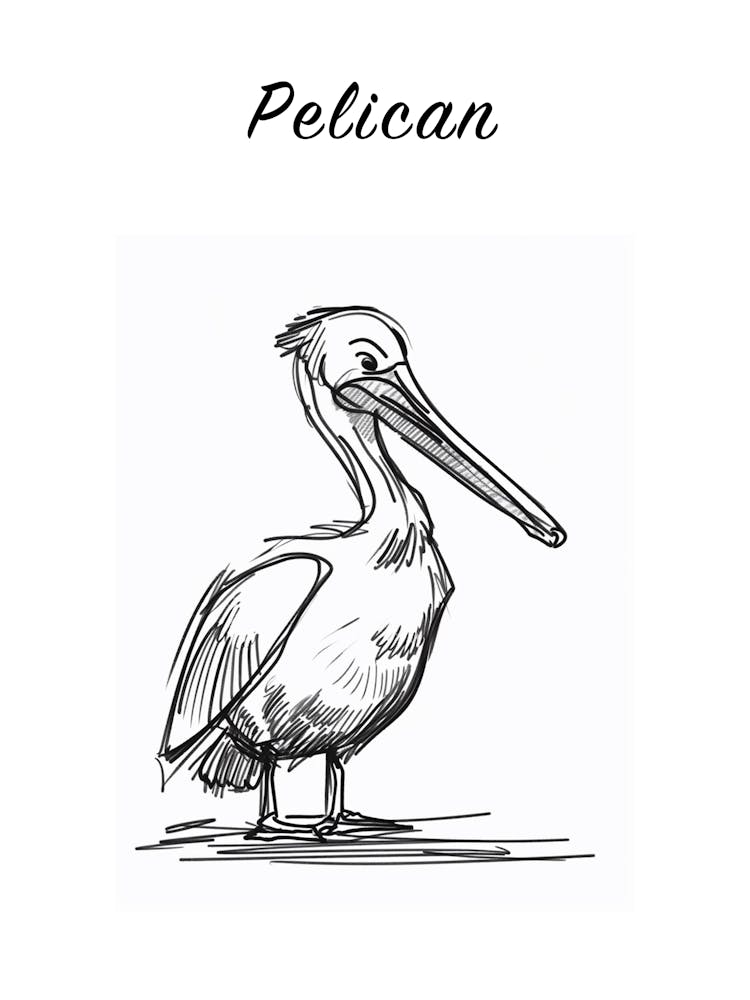 B&W Pelican Poster