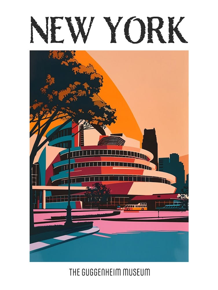 The Guggenheim Museum New York Colourful Silkscreen Illustration 2 Poster