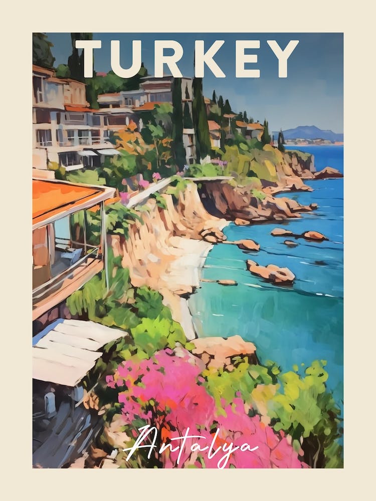 Antalya Turkey 3 Fauvist Painting  Travel Poster