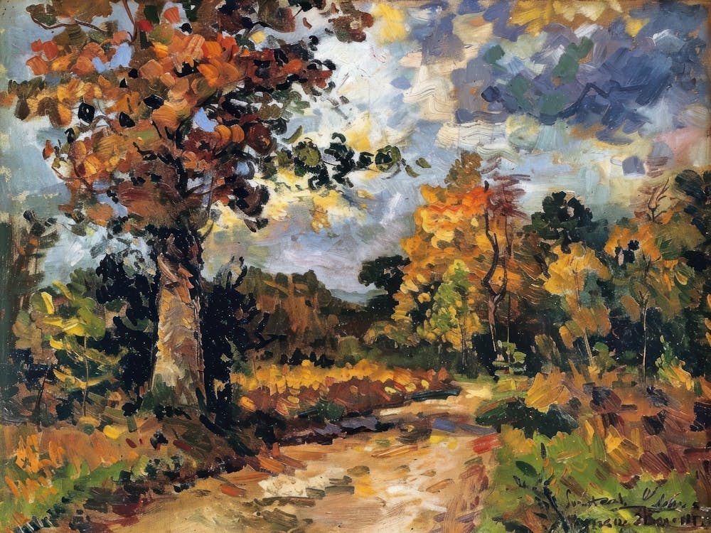 Mountainside Serenity Painting Inspired By Paul Cezanne