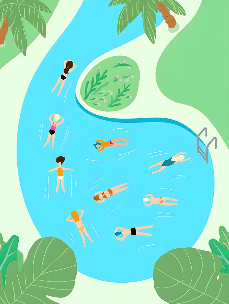 Tropical Oasis – A Relaxing Escape in a Flowing Pool