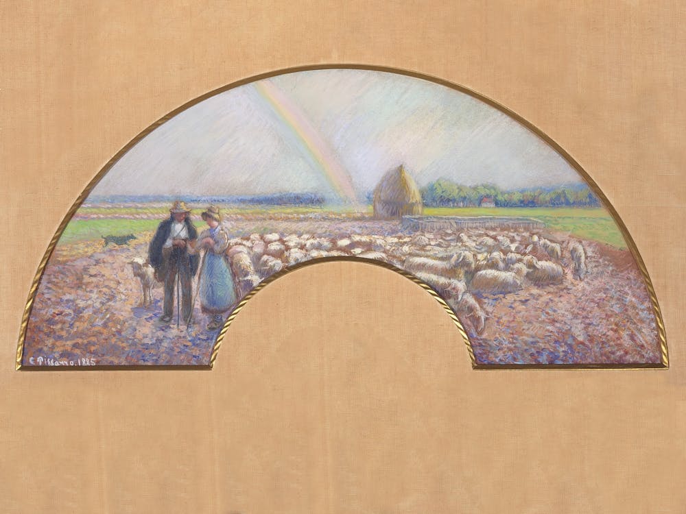 Shepherds In The Fields With Rainbow, Camille Pissarro