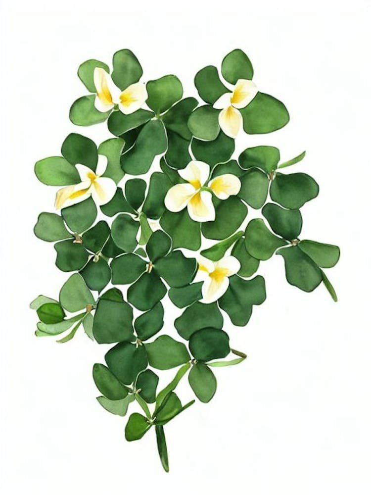 Shamrock Plant (Oxalis Species) Watercolor
