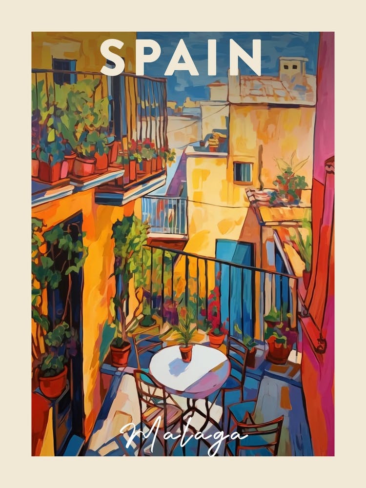 Malaga Spain 5 Fauvist Painting  Travel Poster