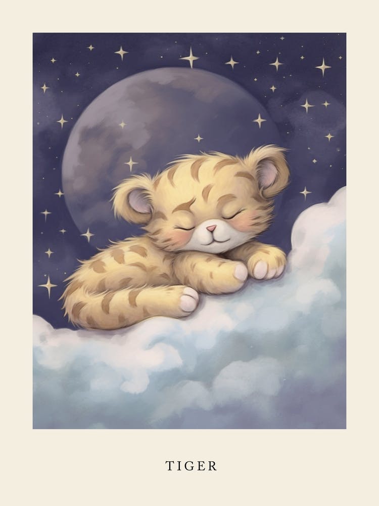 Sleeping Baby Tiger Cub Nursery Poster