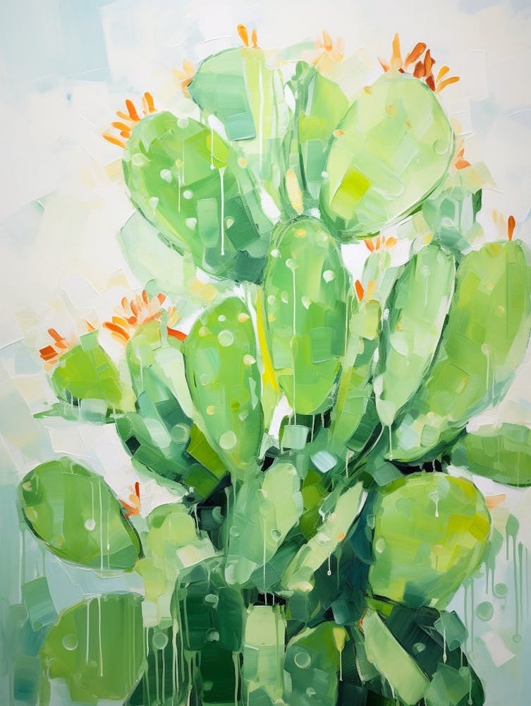 Green Abstract Cactus Painting 4