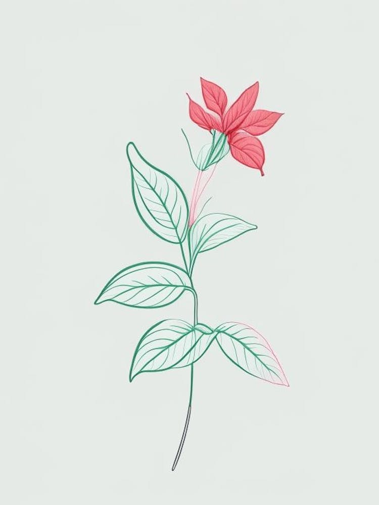 Peppermint Floral Minimal Line Drawing 3 Flower