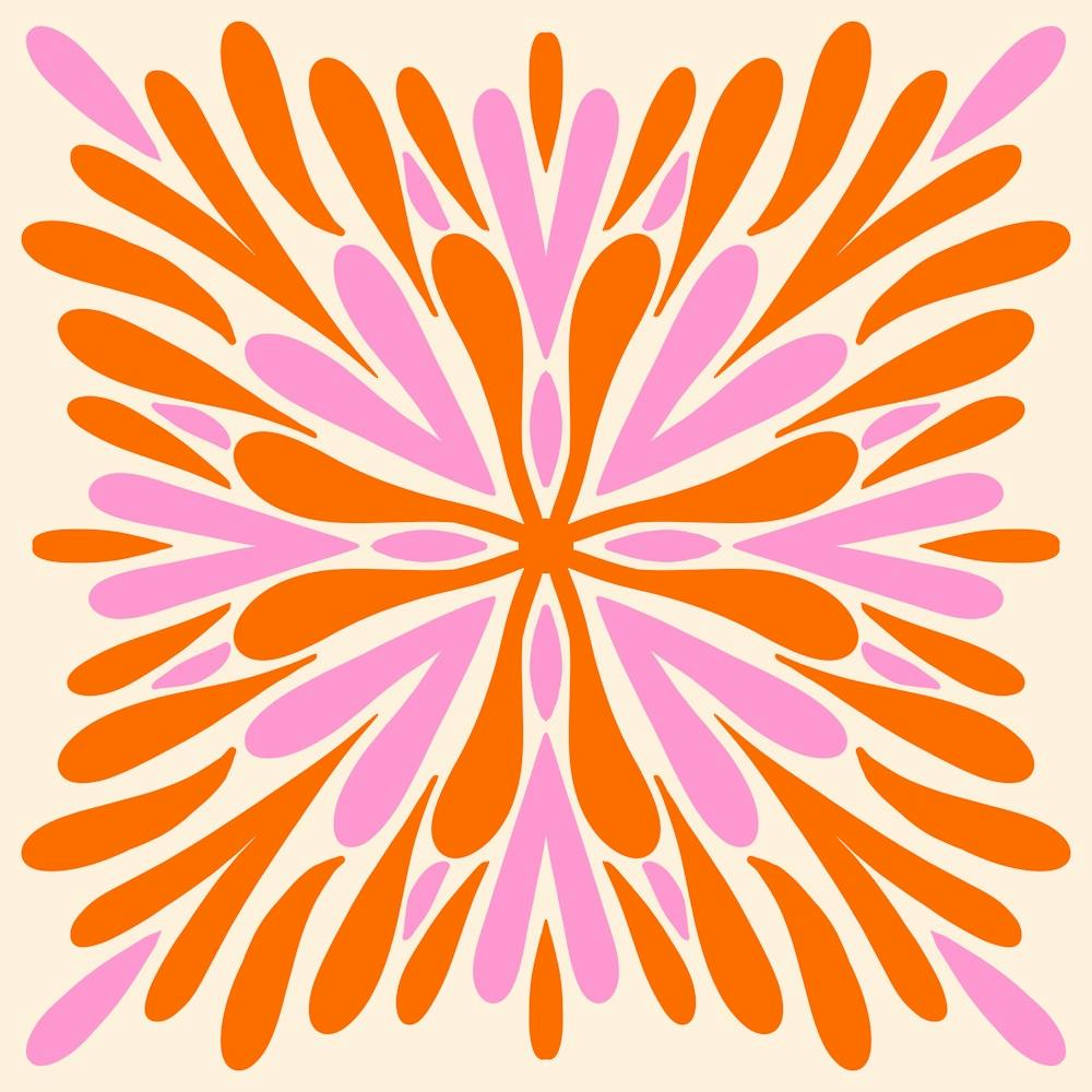 Modern Symmetry Petals Pink and Orange