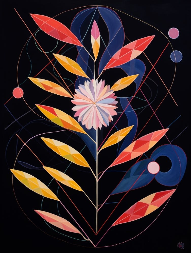 Asters 1 Hilma Af Klint Inspired Flower Illustration