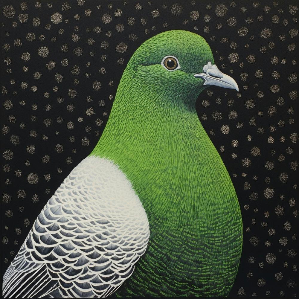 Ohara Koson Inspired Bird Painting Pigeon 5 Square