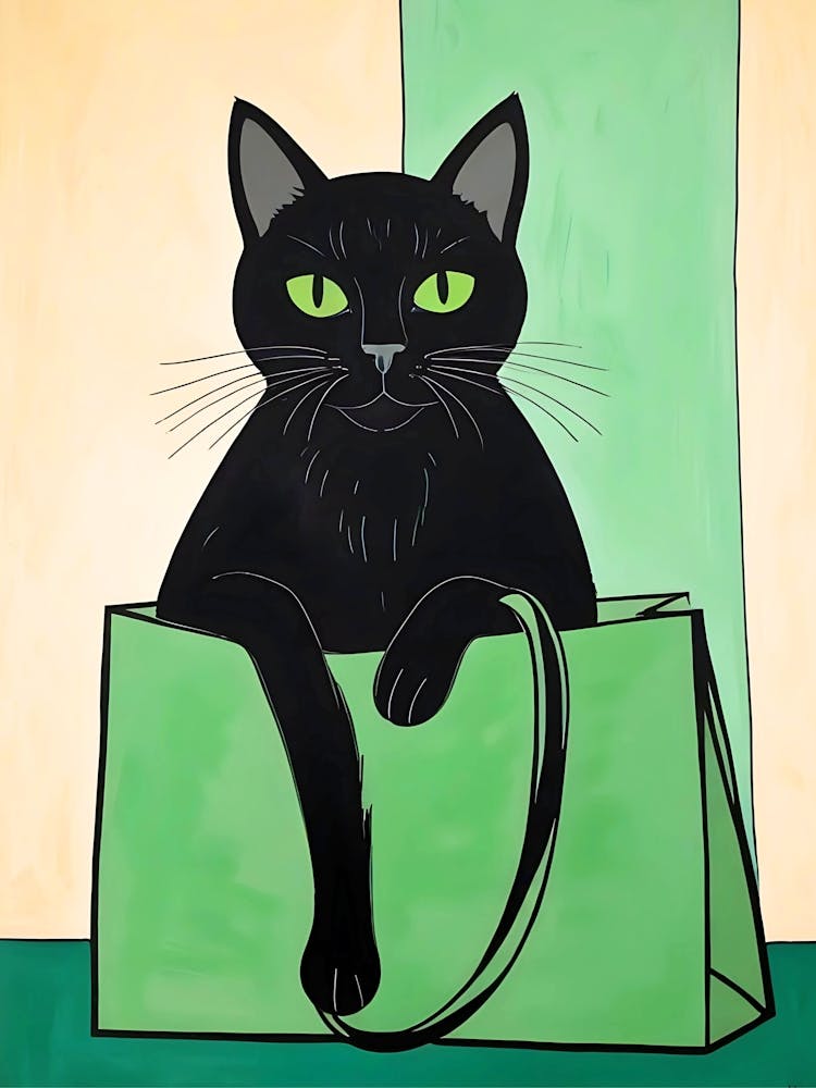 Black Cat In Shopping Bag 2