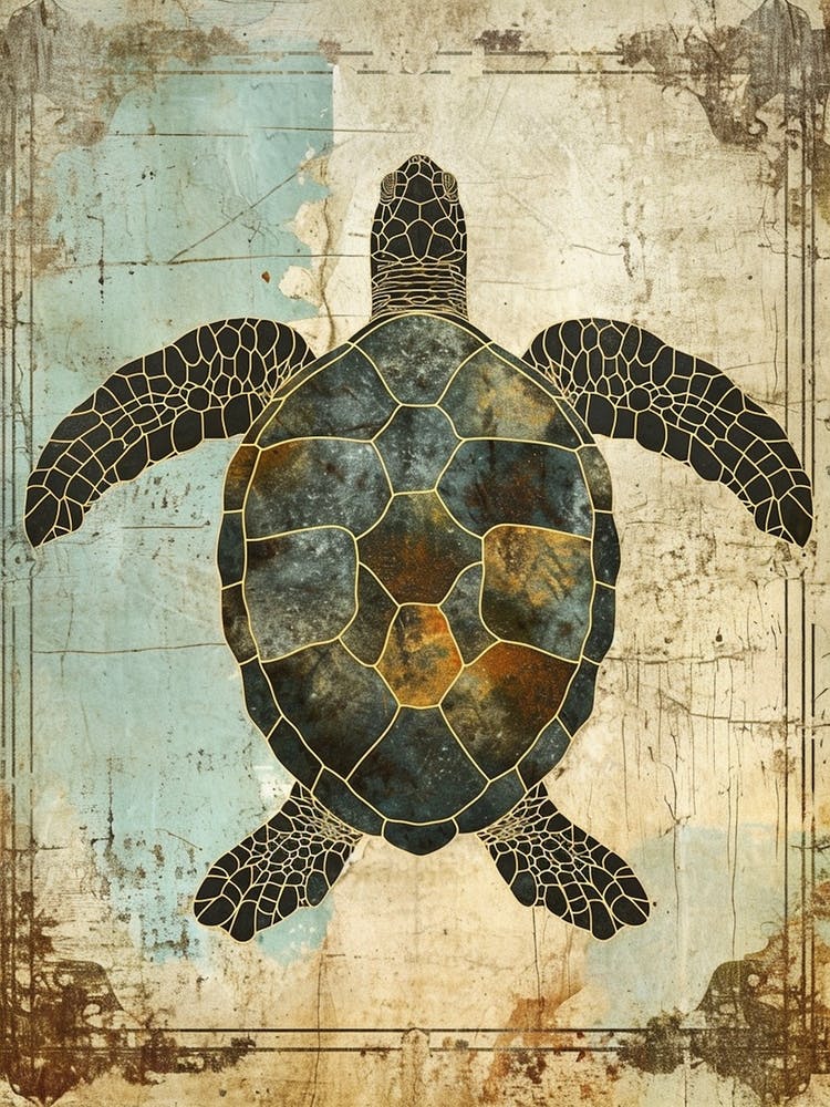 Sea Turtle Textured Collage 1