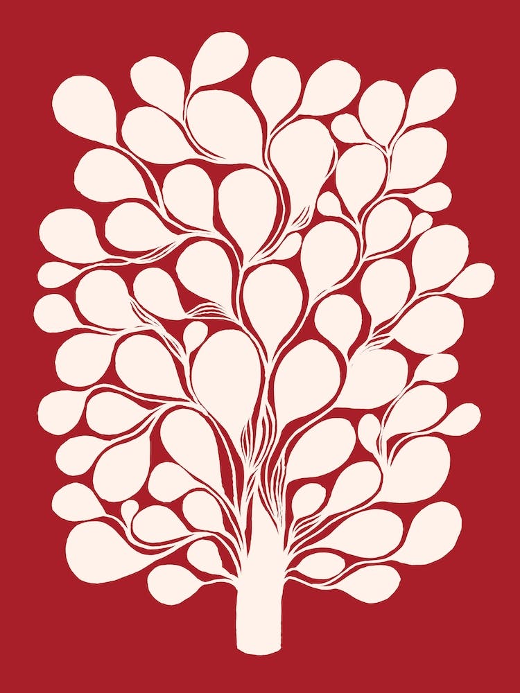 Beige Tree On Red