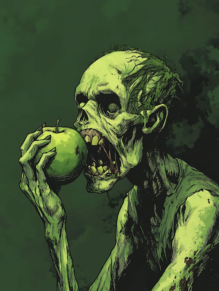 Scary Zombie Eating An Apple 8
