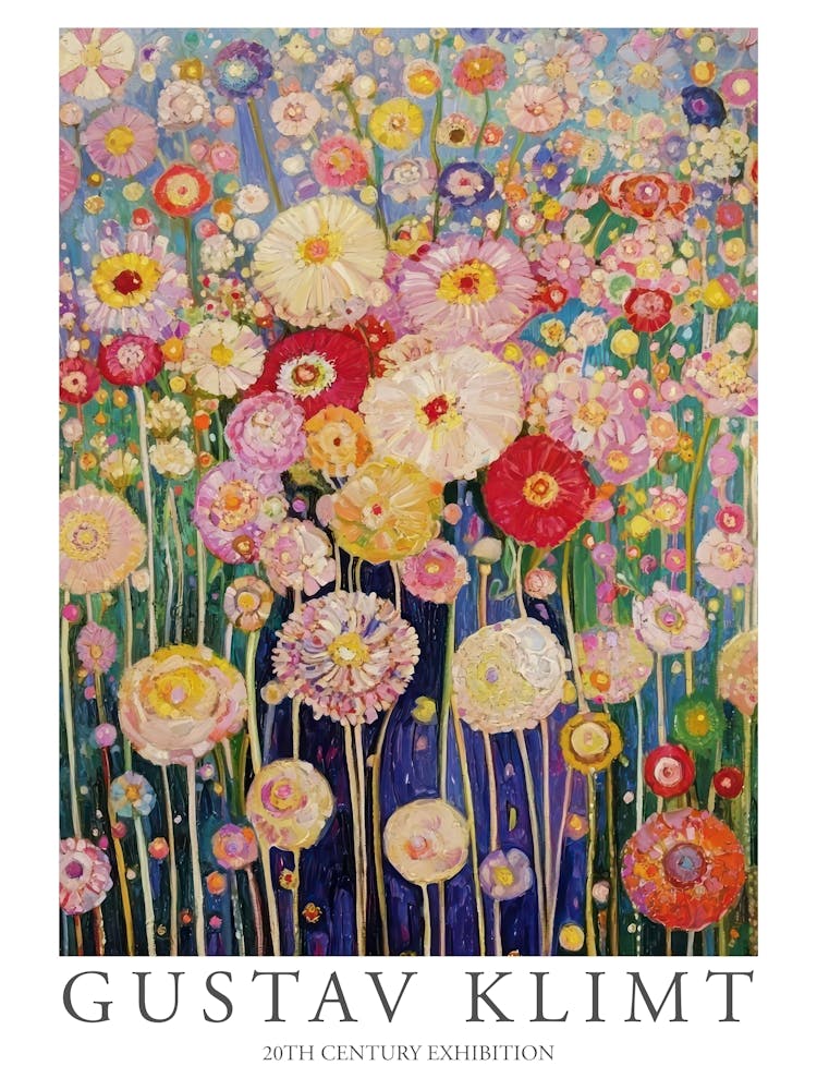 Gustav Klimt Print Flower Garden Painting Klimt Exhibition Poster Painting Wildflowers