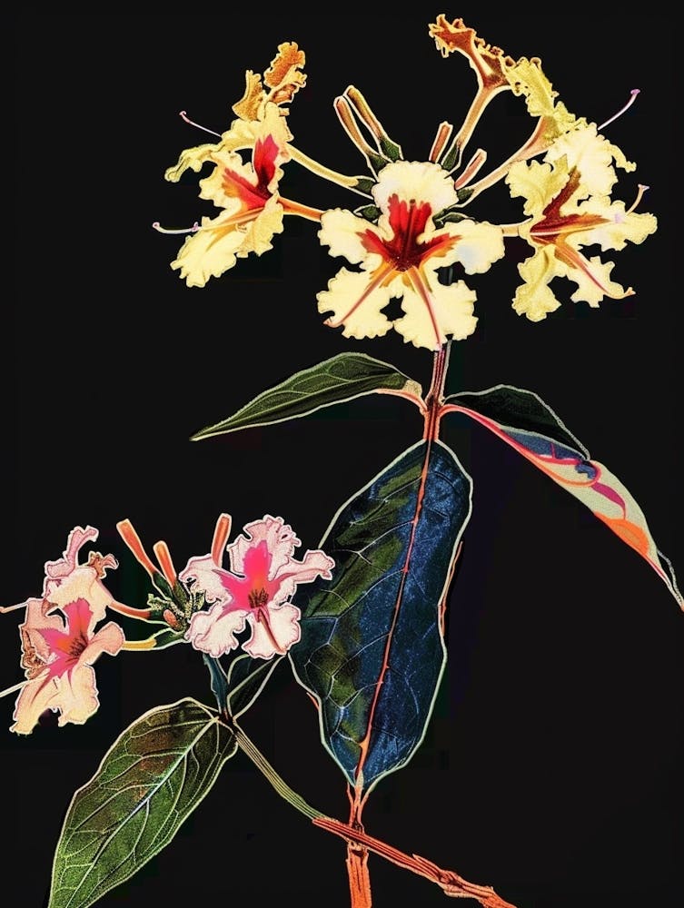 Neon Flowers On Black Lantana 2