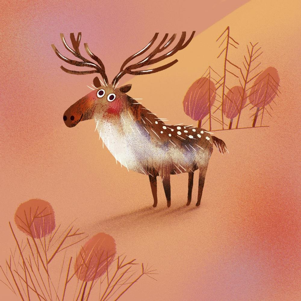 Reindeer in the spring forest