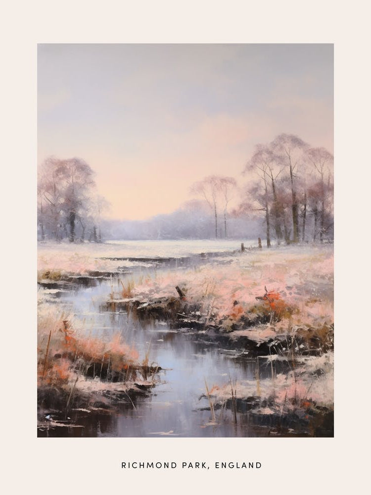 Dreamy Winter Painting Poster Richmond Park England 1