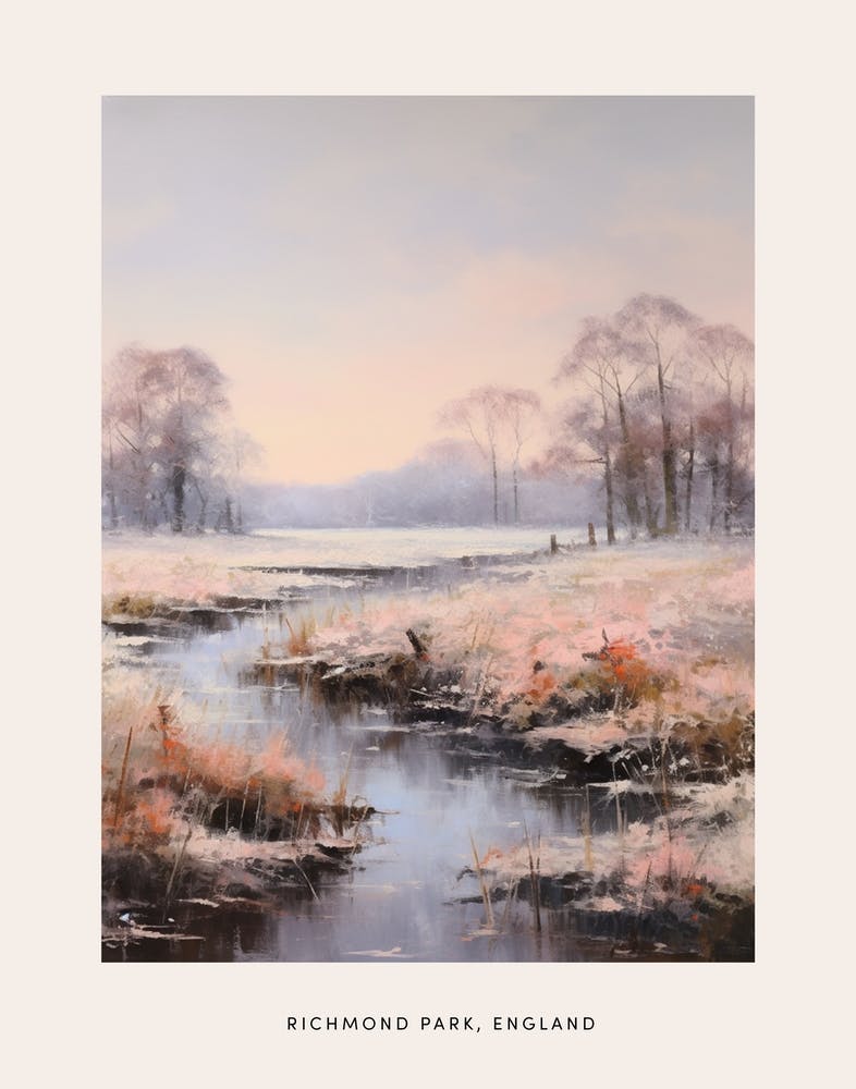 Dreamy Winter Painting Poster Richmond Park England 1