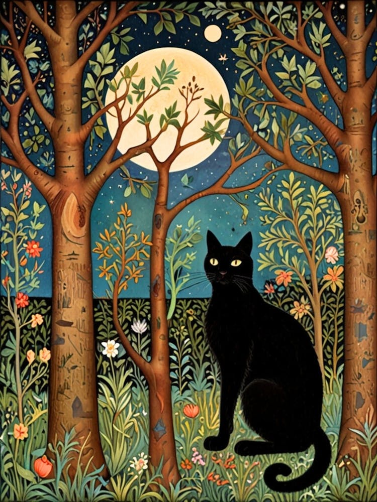 William Morris Black Cat In The Forest 23