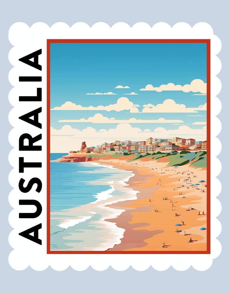 Australia 3 Travel Stamp Poster