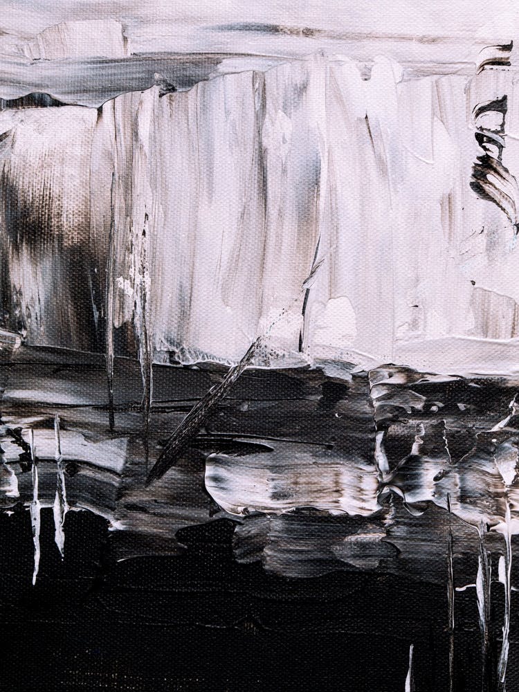 Abstract Painting, Black And White, Acrylic On Canvas