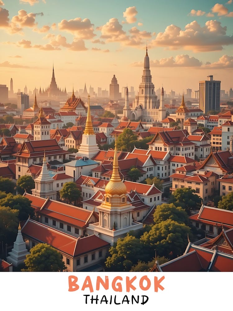 Bangkok - Thailand Vintage Travel Poster 11