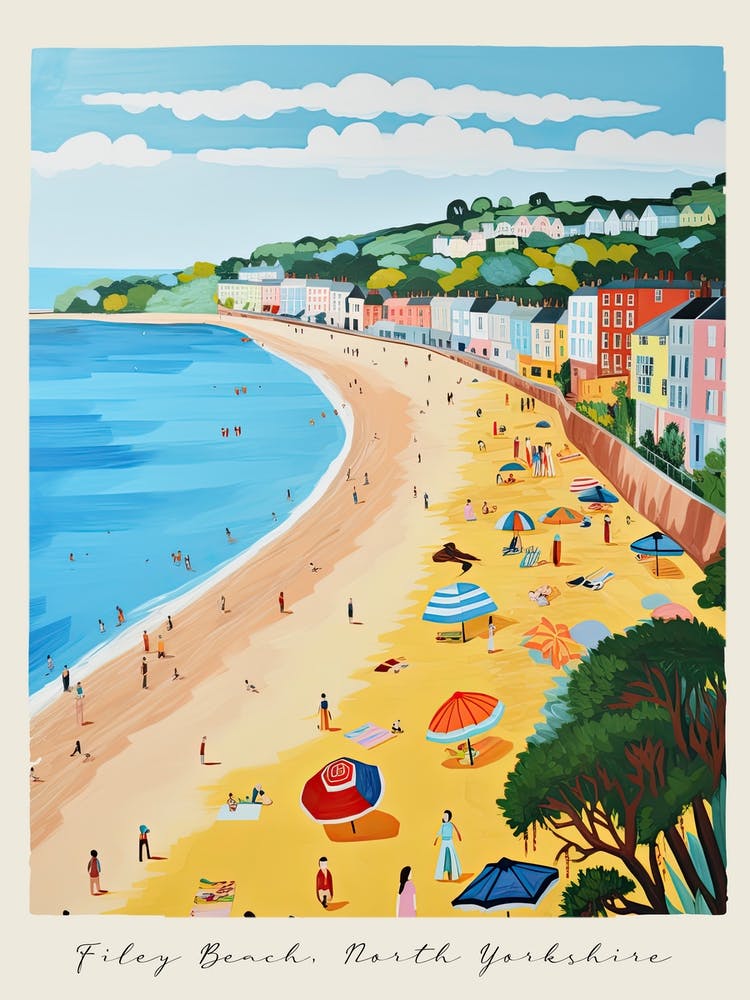 Poster Of Filey Beach, North Yorkshire, Matisse And Rousseau Style 1