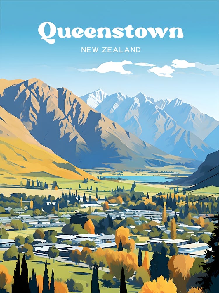 Queenstown New Zealand Townview Travel Art