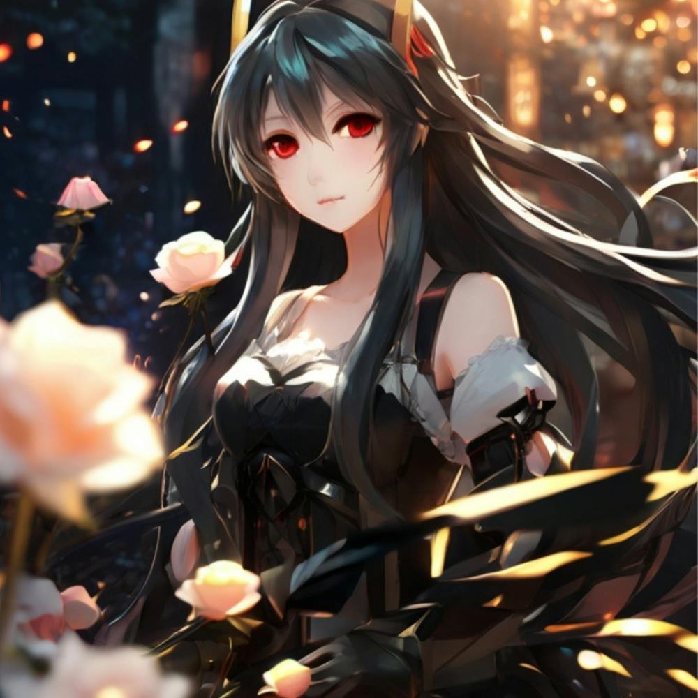 Fille Anime Aux Roses