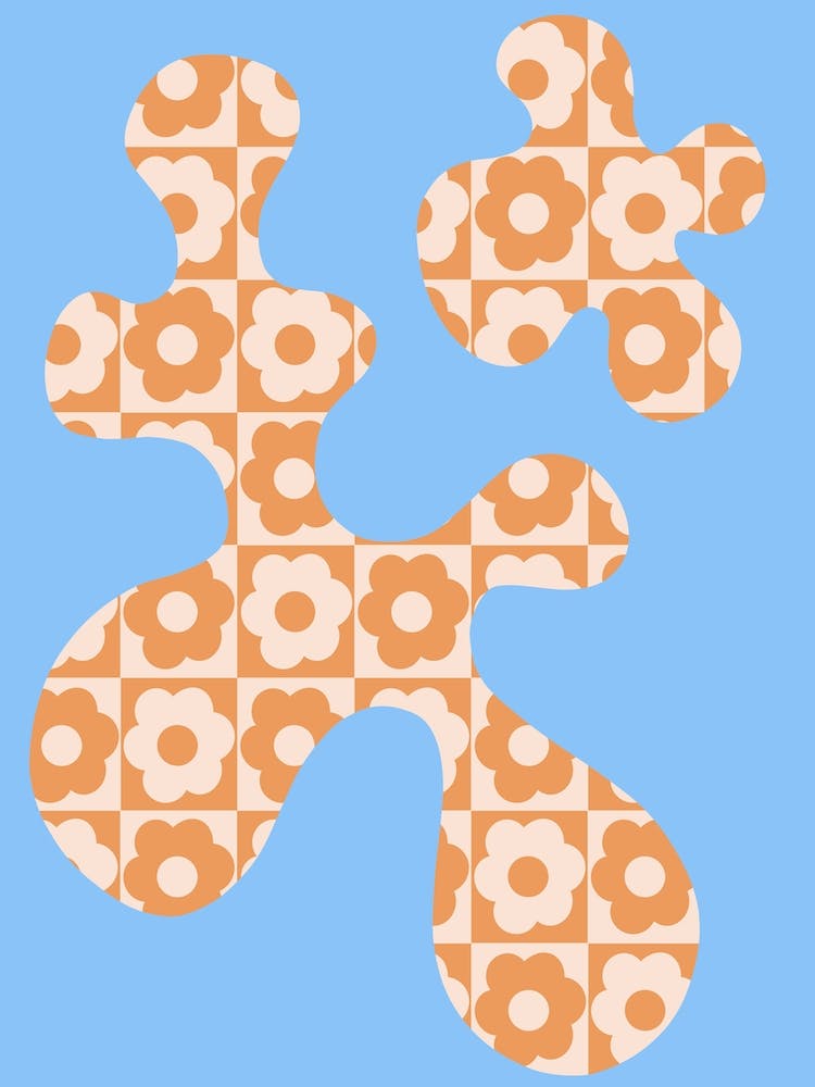 Abstract Floral Orange Blue